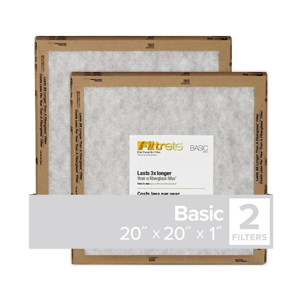 Filtrete Filtrete 20 in. W X 20 in. H X 1 in. D Synthetic 2 MERV Flat Panel Filter 2 pk FPL02-2PK-24 - main